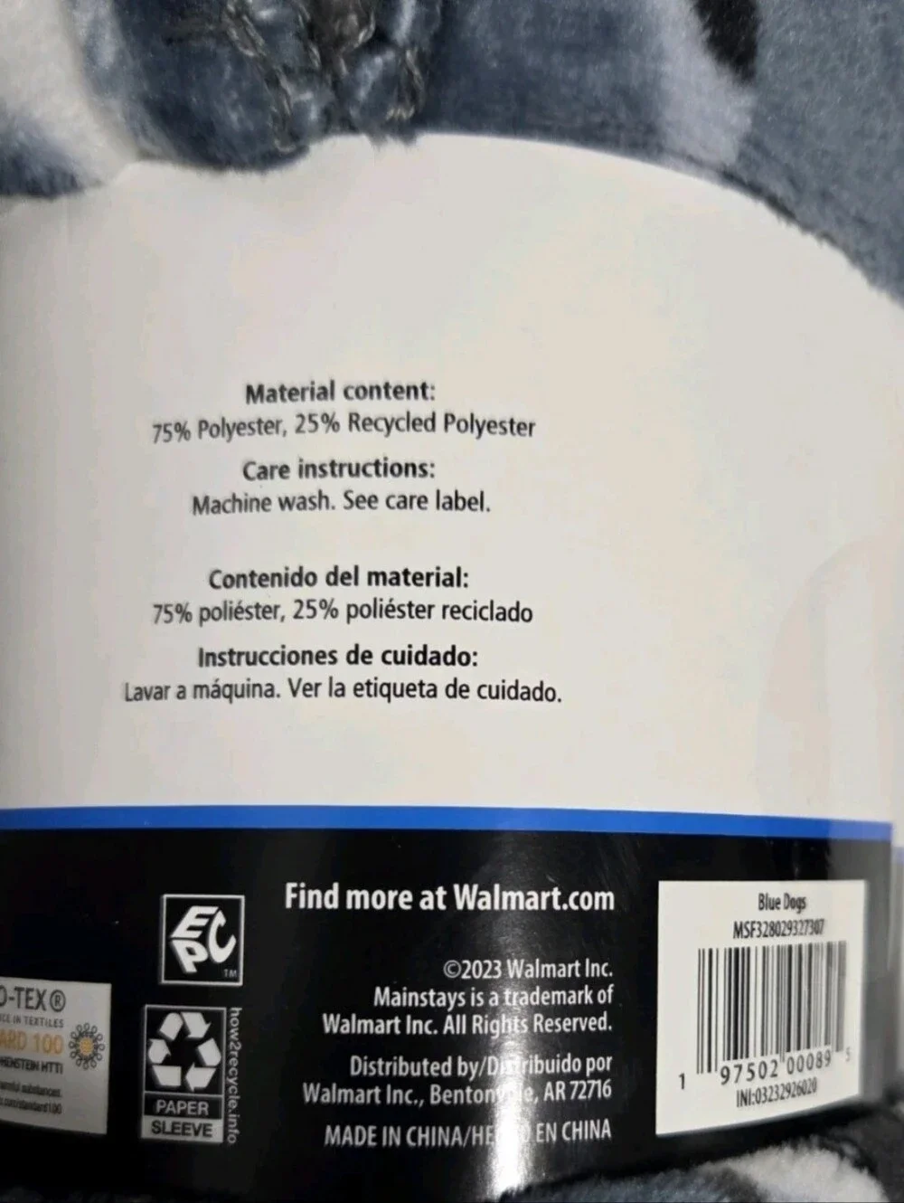 Mainstays Fleece Throw Blanket Blue Various Dog Breeds 50x60